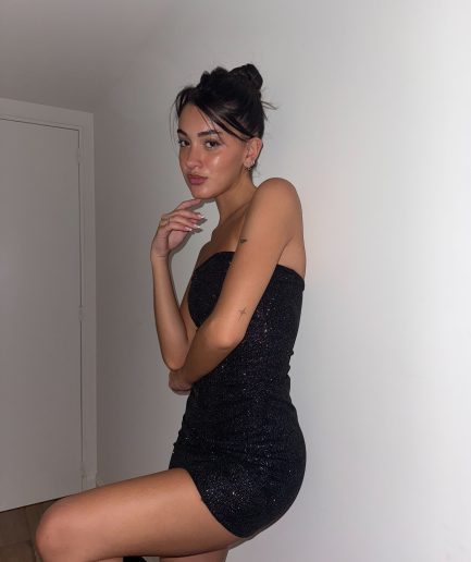 Vestido crepe glitter strapless