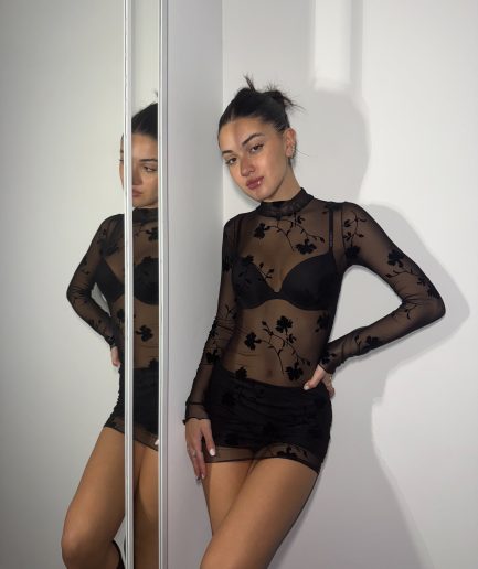 Vestido tul flok corto