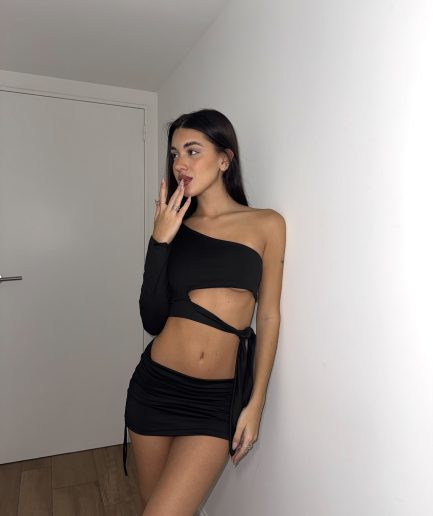 Top micro asim para atar manga larga