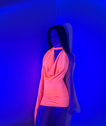 Vestido fluor buche bufanda