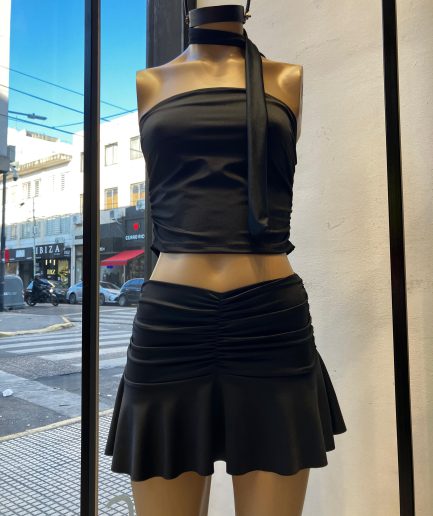 Pollera micro volado frunce