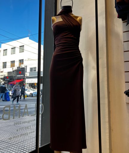 Vestido micro largo strapless tira