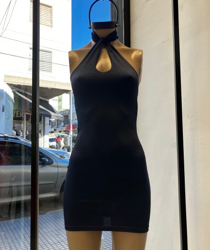 Vestido micro escote cruzado con tira