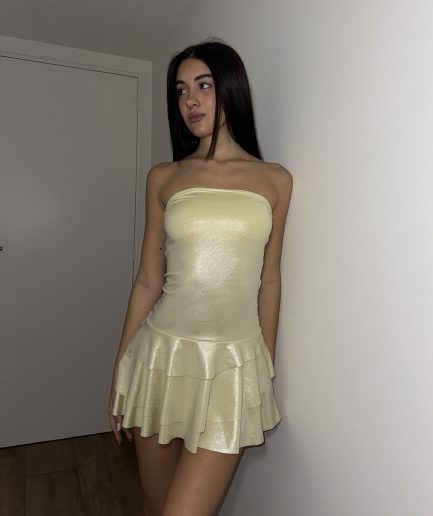 Vestido foil falda volado