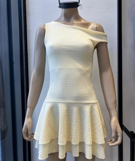 Vestido bambula asim hombro volado