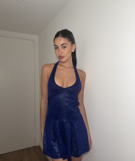 Vestido glitter taza volado