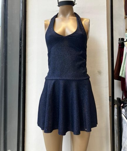 Vestido glitter taza volado