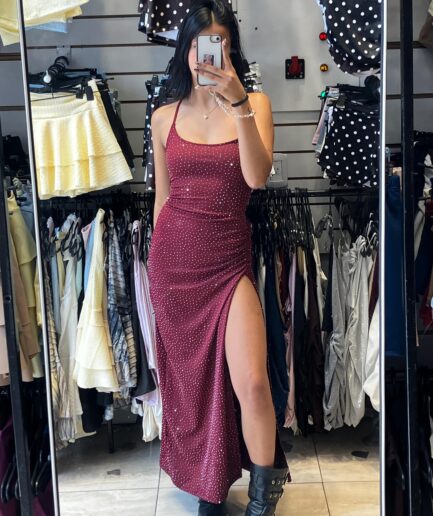 Vestido tacha largo tiras esp