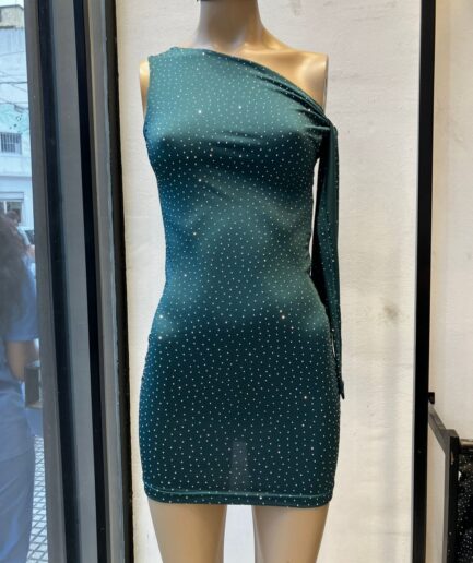 Vestido tacha asim nudo hombro