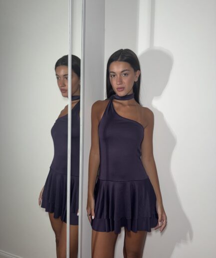 Vestido micro asim bufanda volado