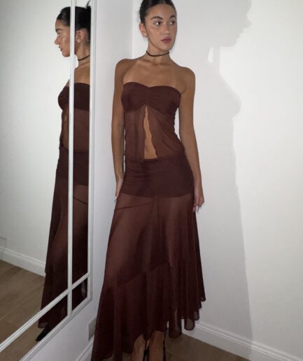 Top tul taza frunce volado