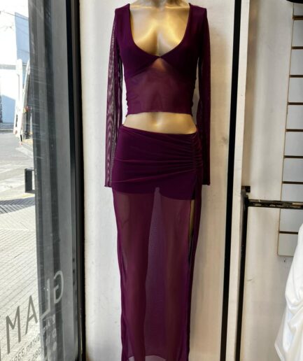 Top tul taza manga larga