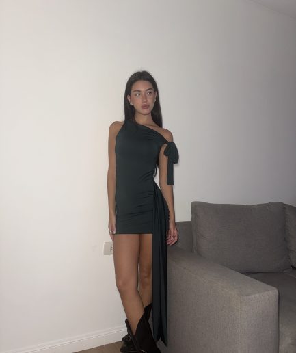 Vestido micro asim nudo hombro lazo