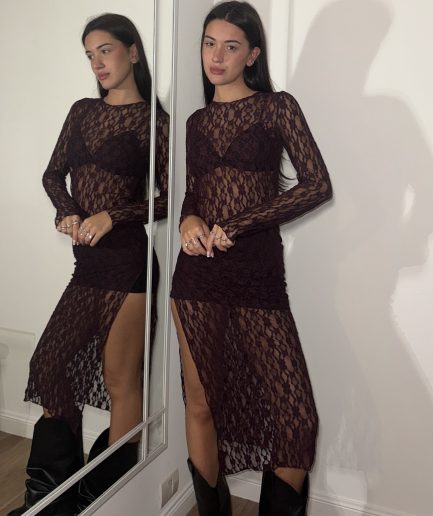 Vestido encaje largo manga larga