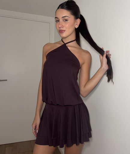 Vestido micro volado embu triangulo