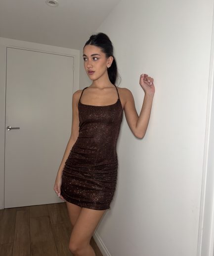 Vestido glitter tiras en la espalda