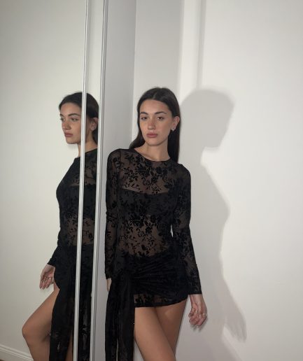 Vestido tul flock falda para atar