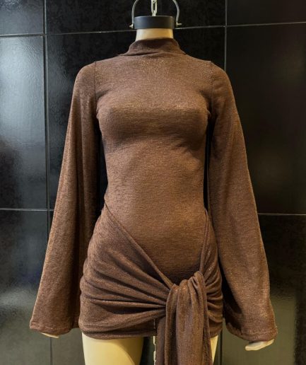 Vestido lanilla foil polera para atar